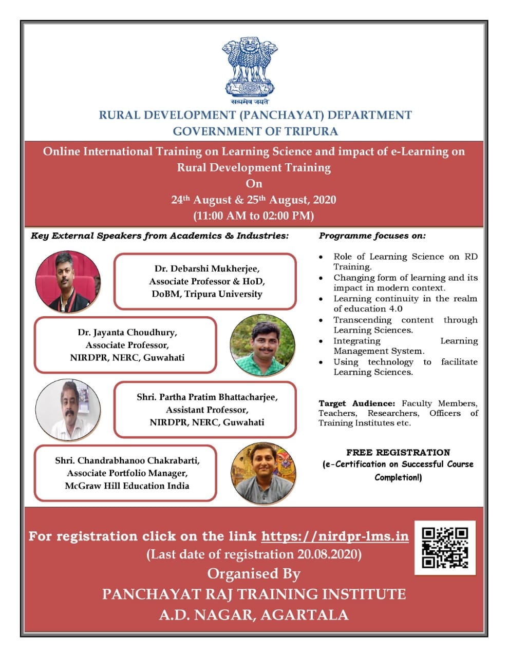 Online International Training on Learning Science and impact of e-learning on Rural Development Training.